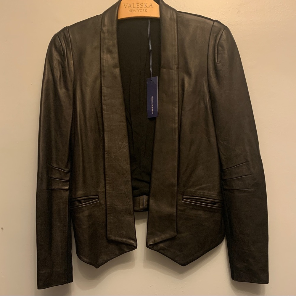 REBECCA MINKOFF Leather Becky Jacket with Pointe